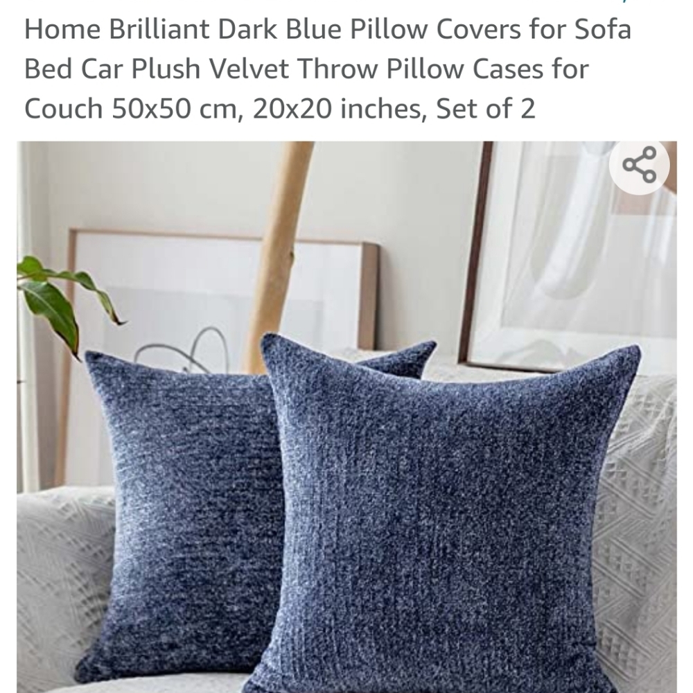 Home Brlliant- Dark Blue Pillow Covers x 2 - looks like denim color